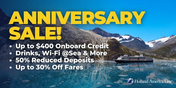 Holland America cruise ship sailing at sea - Anniversary Sale 2026